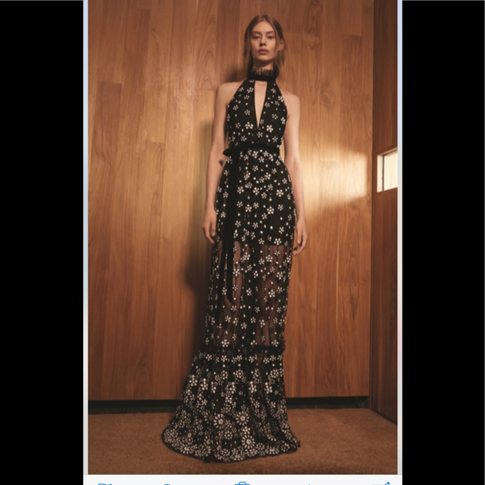 Alexis black sequined halter gown